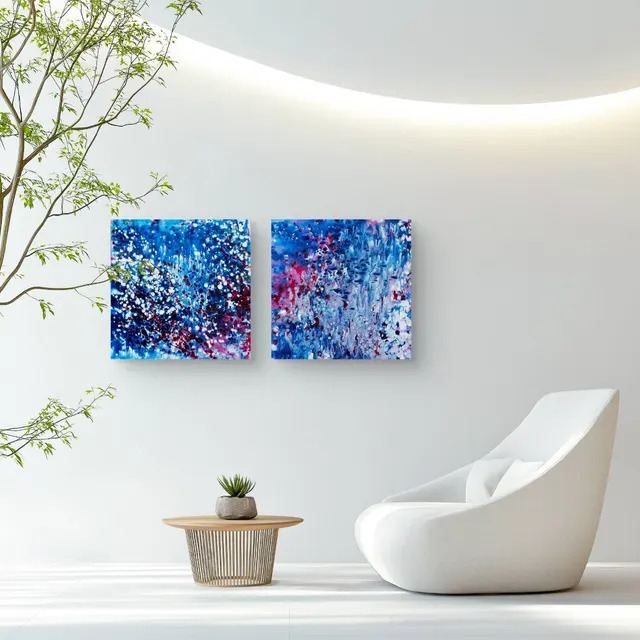 Award-Winning Blue Ocean Diptych – Abstract Seascape Set