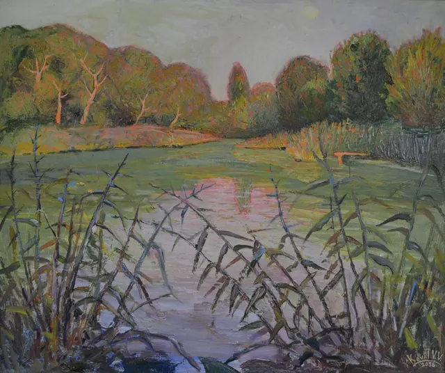Evening over the pond/ Avond over de vijver