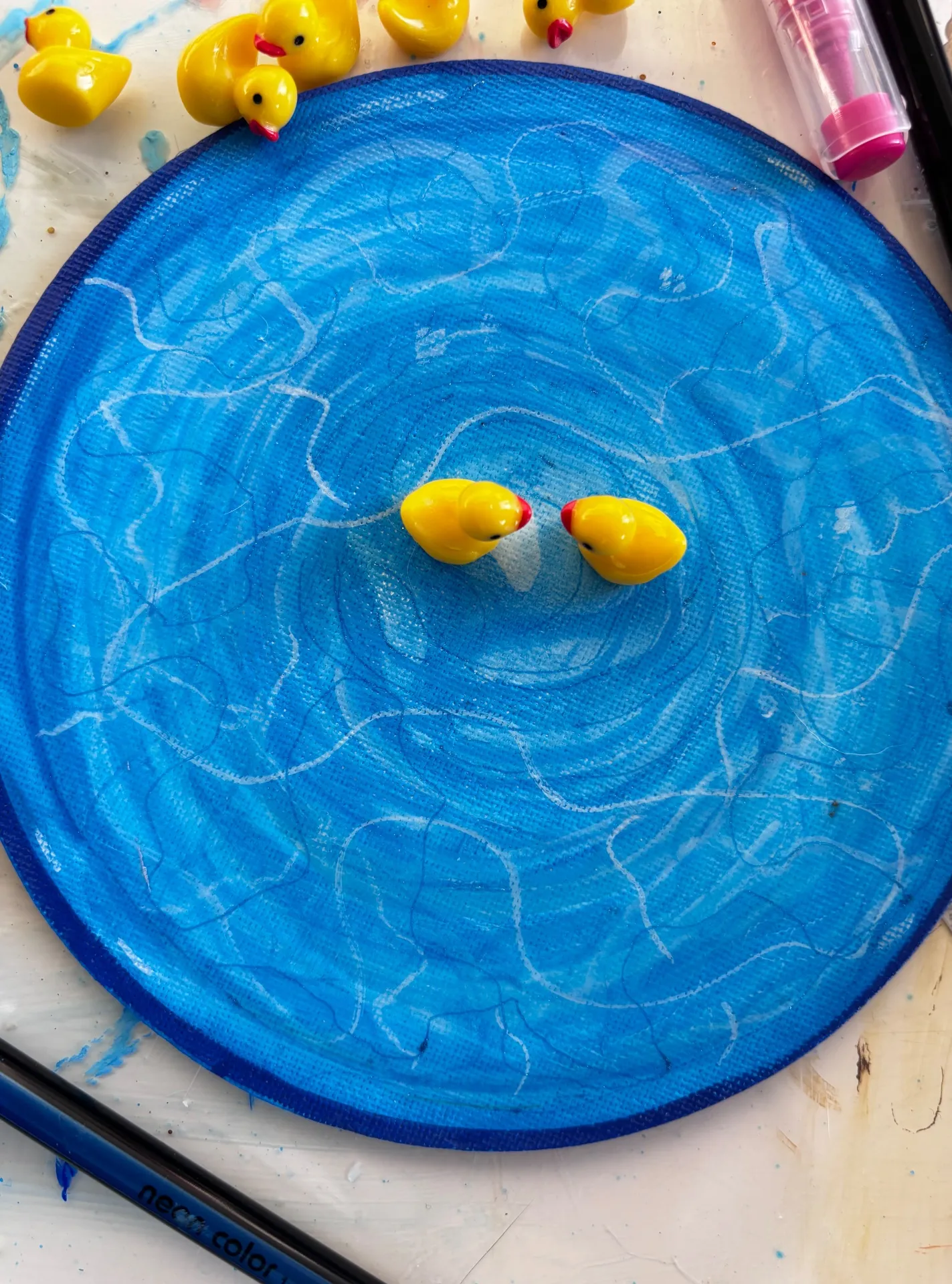 Ducks in the pool — Sam Bijl, acryl