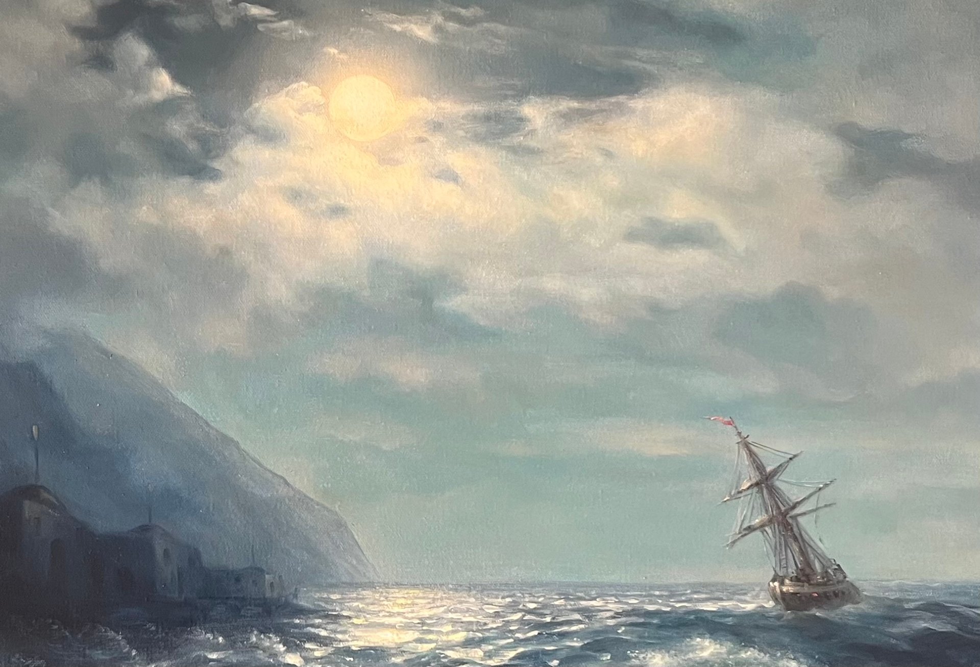 Storm at Sea Under the Moon