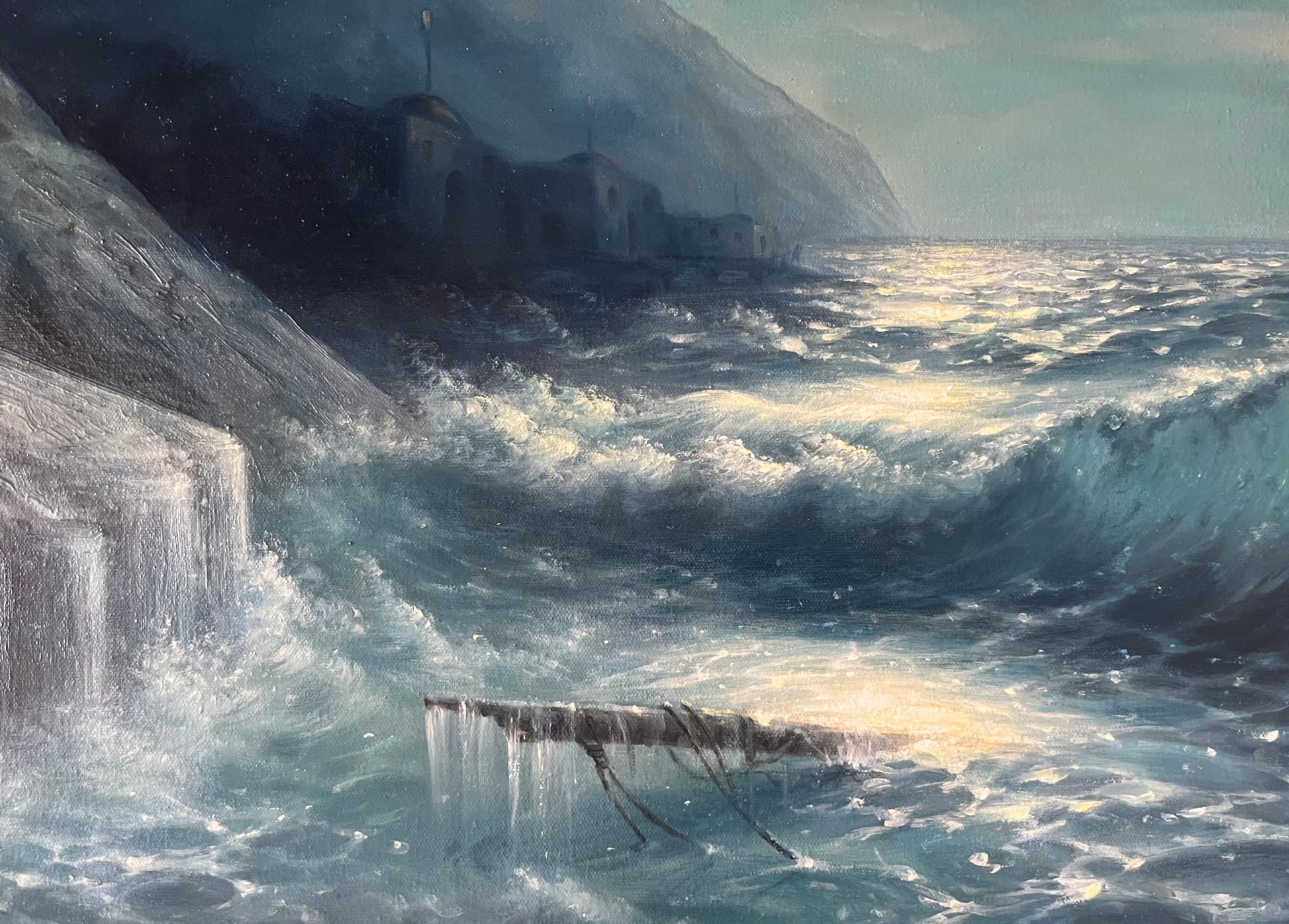 Storm at Sea Under the Moon