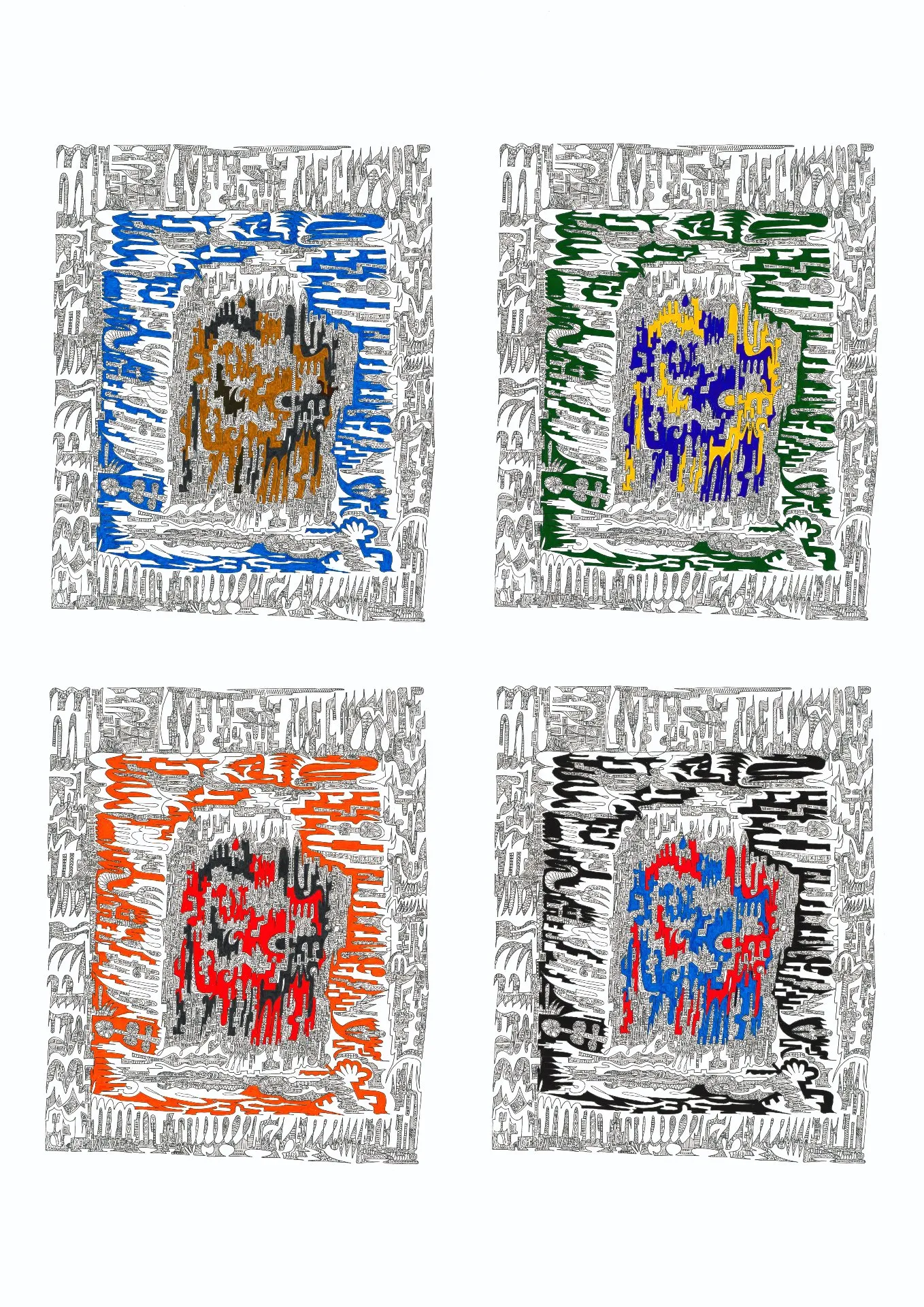 4 cities 2021 A1 Rotring drawing Giclée  Artprint · 2021 · 59.4×84.1 cm