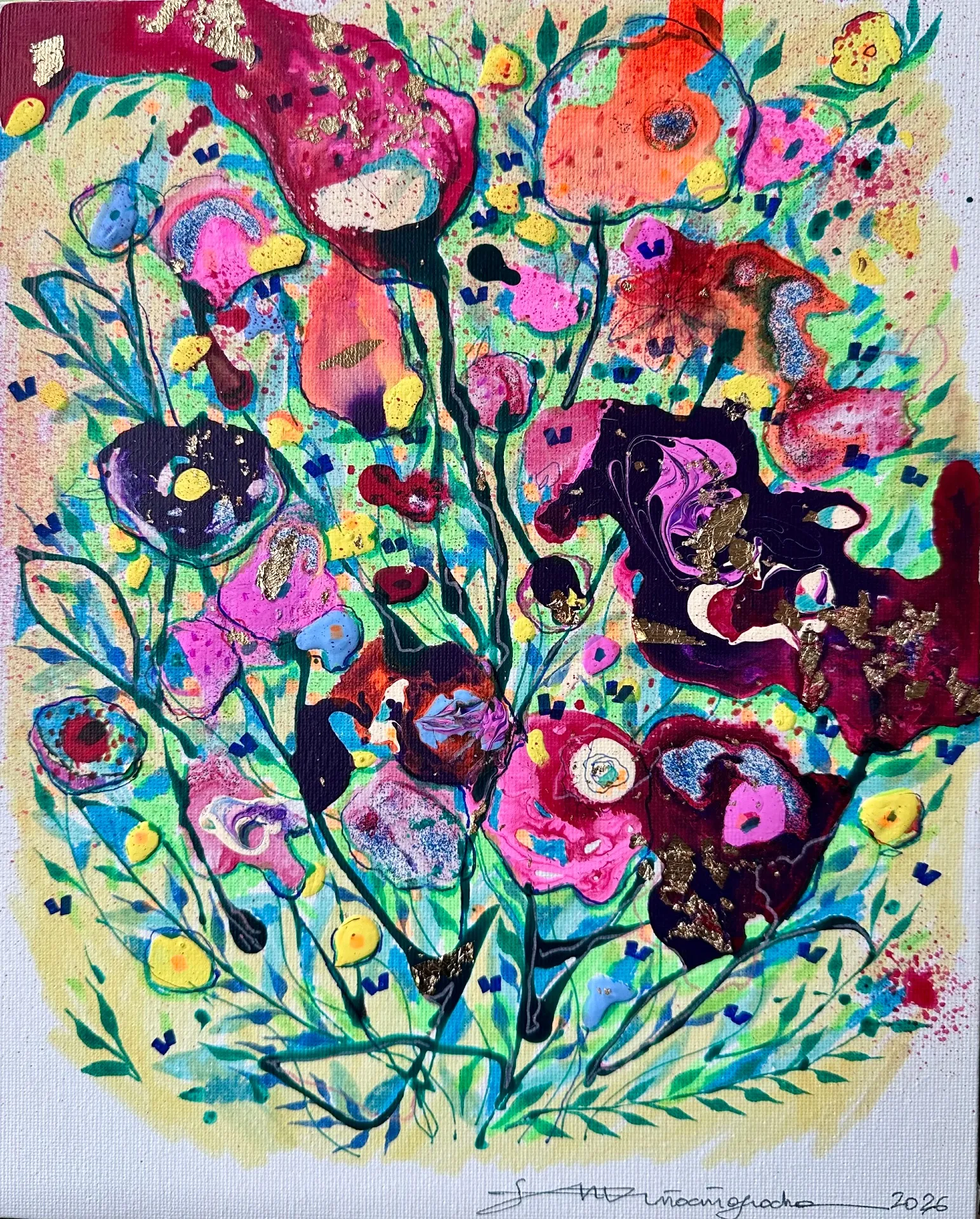 Six paintings of Flowers — Maja Apostoloska, acrylic print, 24 karat gold — 5