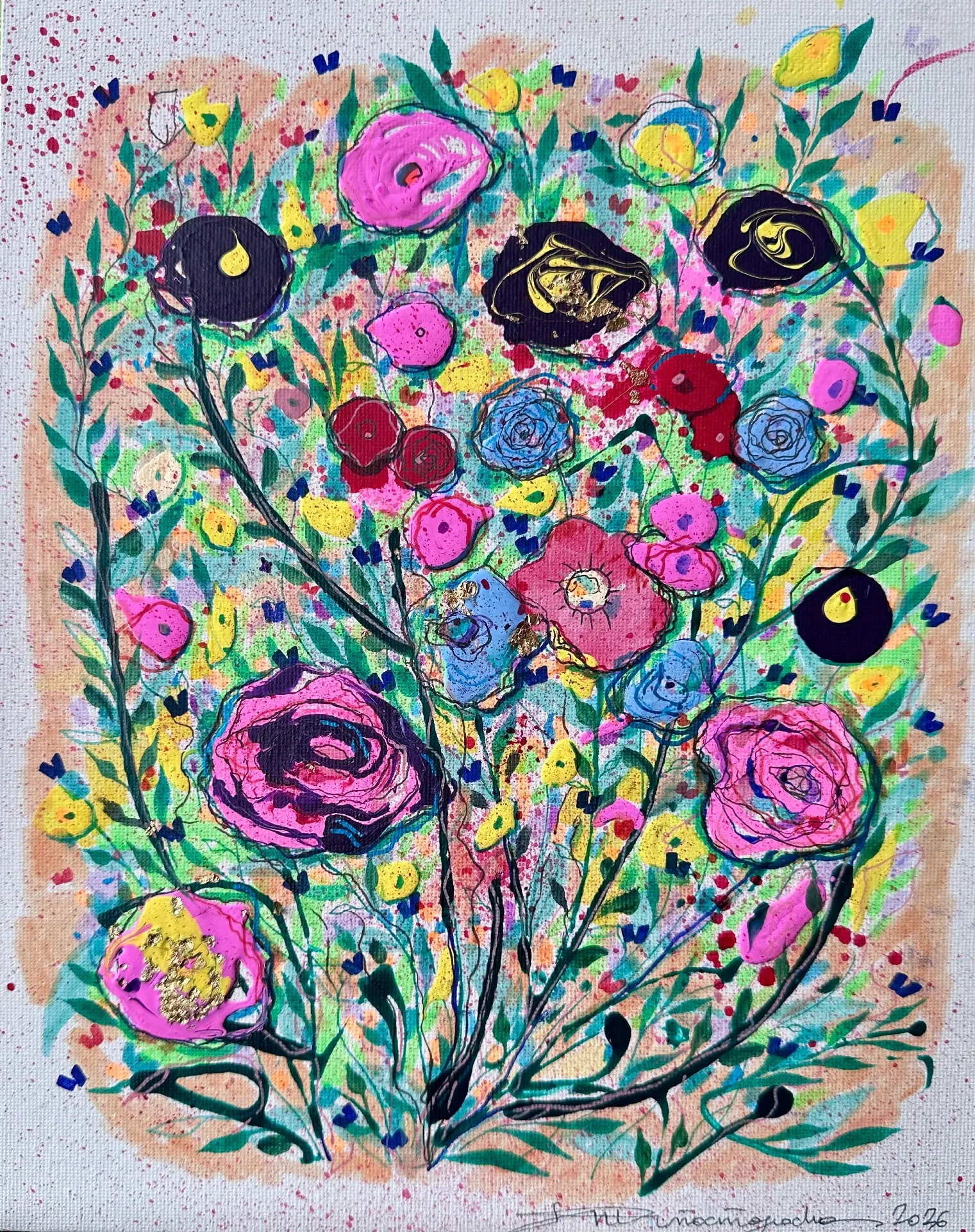 Six paintings of Flowers — Maja Apostoloska, acrylic print, 24 karat gold — 4