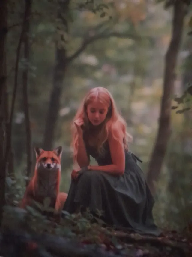 jeune fille dans la forêt magique