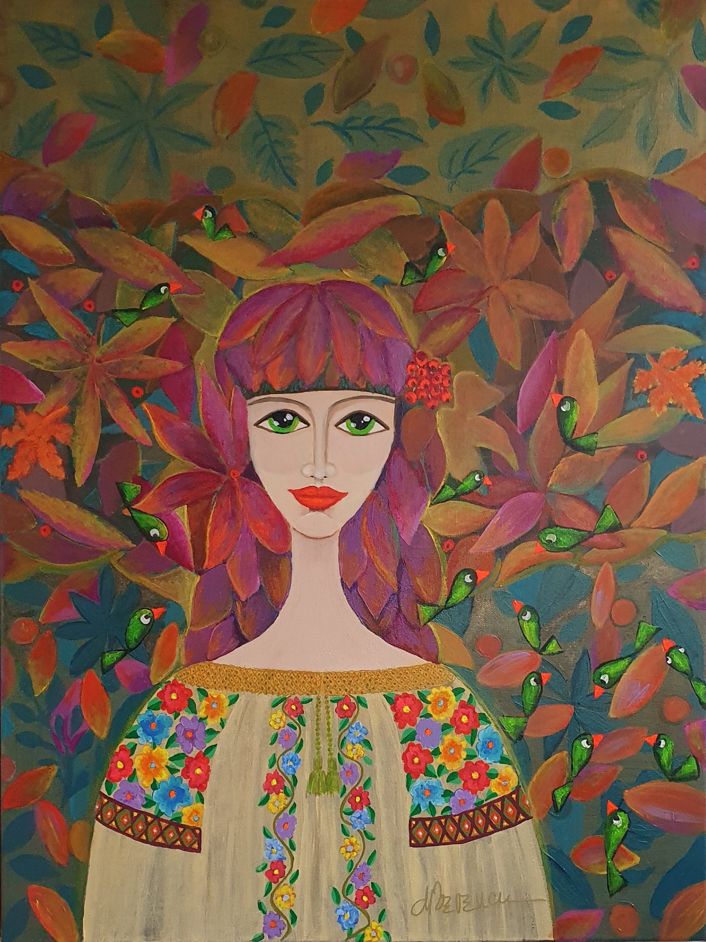 Autumn Of Green Birds