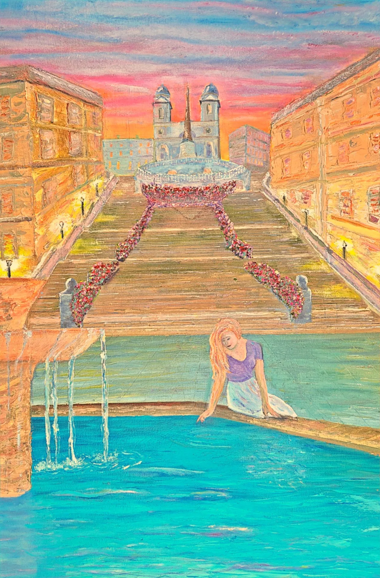Spanish steps alone · 2023 · 51×76 cm
