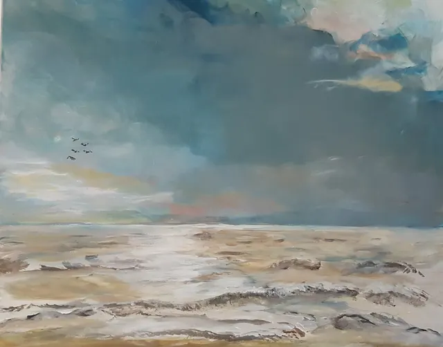 Summer sea with cloudy sky