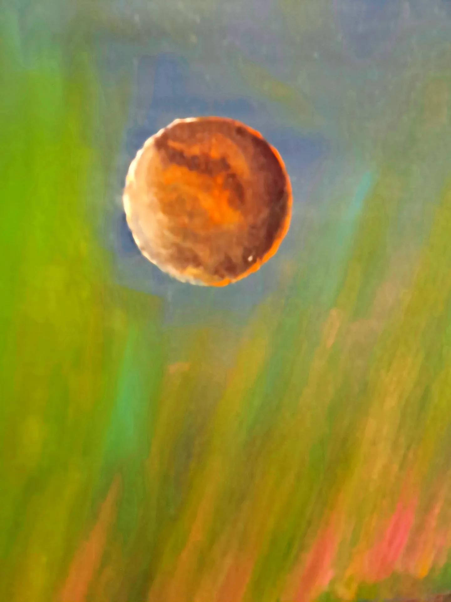 Northern Lights and Blood Red Moon — John Keane, oil on stretched canvas — 3