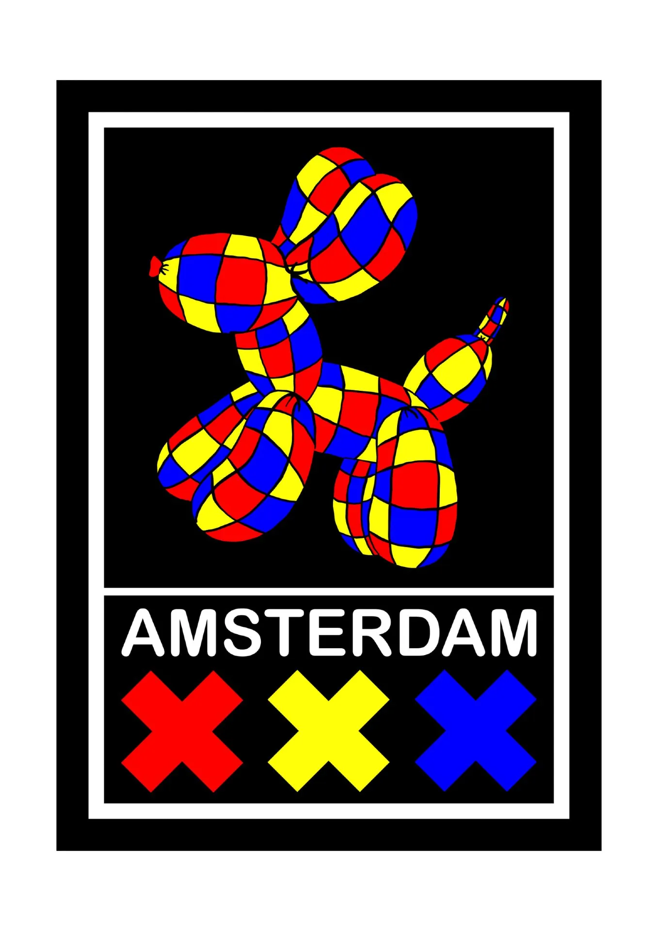 Jeff Koons "Balloon Dog" and Piet Mondriaan "The Colors" meets Amsterdam · 2022 · 42×59.4 cm