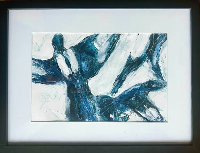 Magpie 25.  Through the Blue-Black Medium: Acrylic and pigment on paper