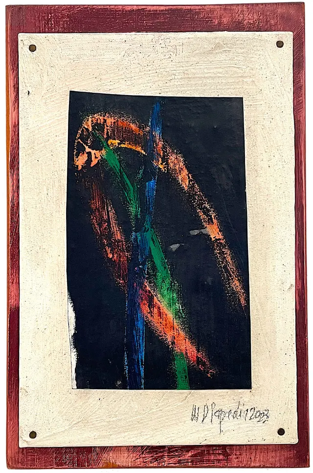 Collage 1 - Monotype on Painted Wood Board