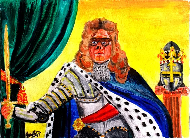 "After Sir Godfrey Kneller", Self Portrait By A.L.Emanuel Gouache/Watercolour.