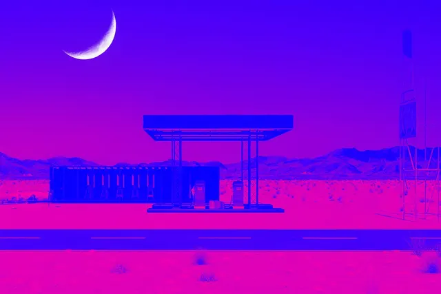 Gas Station at Night