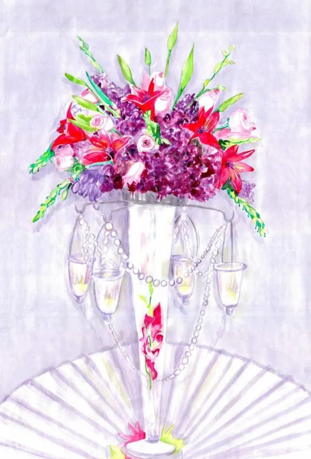 Painting Original Modern Flowers in the heart