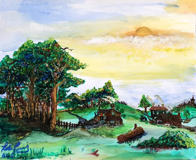 An English Pastoral Fantasy, Early Emanuel Original Watercolour Sketch circ 1992