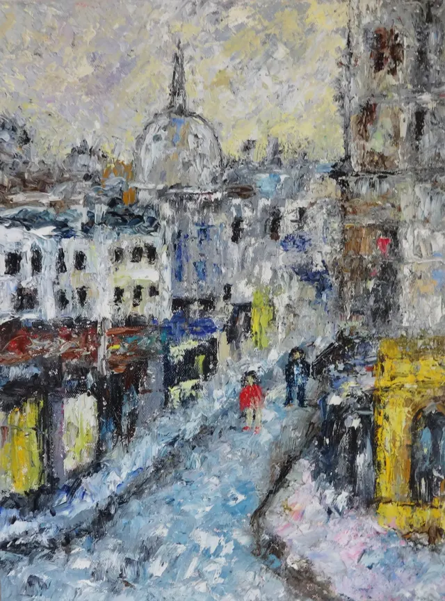 Montmartre Paris Cityscape Impasto Oil Painting