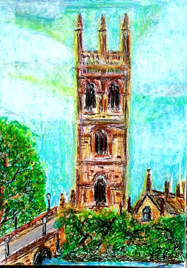 Oxford, Magdalen College And Bridge Original Oil Pastel Piece by A.L.Emanuel ?!
