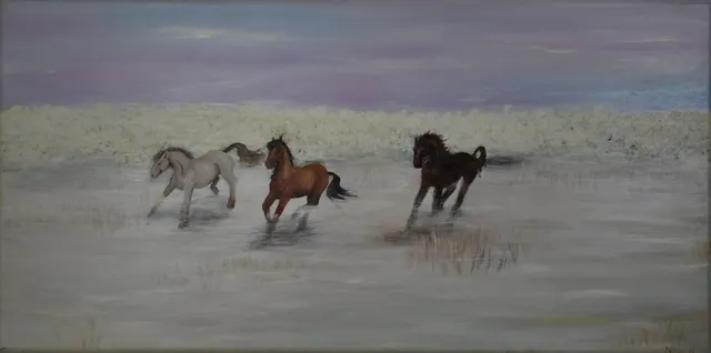 Horses in mist