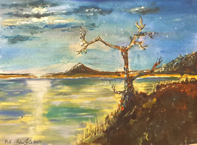 'Night On Lonely Shores', Moonlit Luminous Landscape, From Emanuel  Collection.