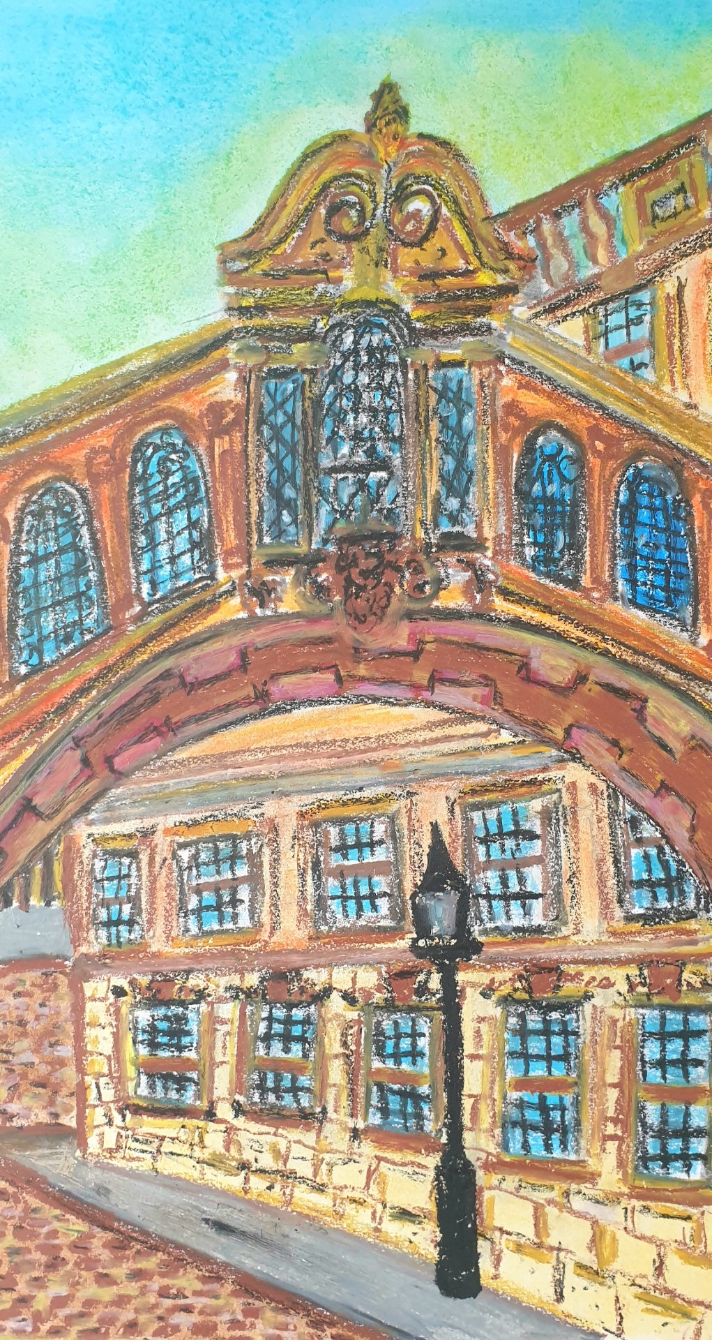 The Bridge Of Sighs, Oxford. A Pastel And Oil Pastel Expressionist Sketch π¨πΌπ¨