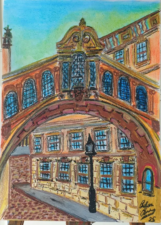 The Bridge Of Sighs, Oxford. A Pastel And Oil Pastel Expressionist Sketch 🎨🖼🎨