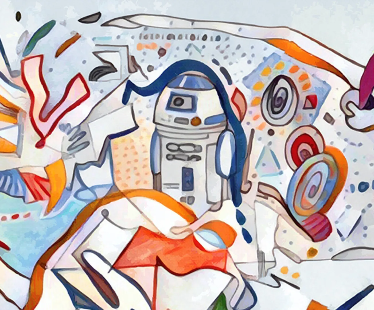 R2D2 is God, creation of AI, daylight version - 250 x 115 cm — 5