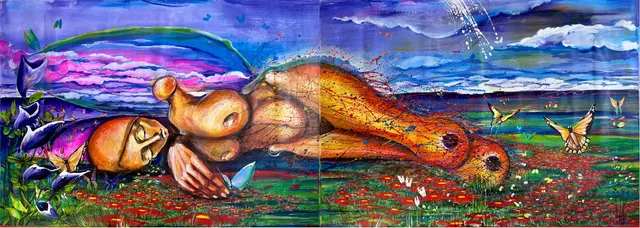 Sleeping butterfly lady