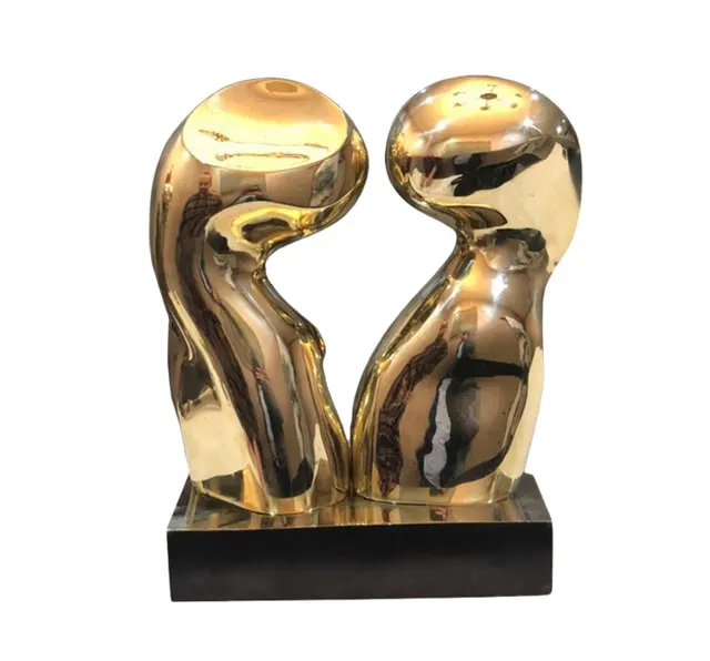 "The Kiss" Contemporary Abstract Bronze Sculpture