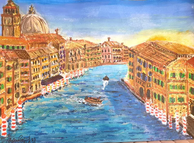 'Canal Grande Venezia'  Watercolour And Pastel Orig From The Emanuel Collection