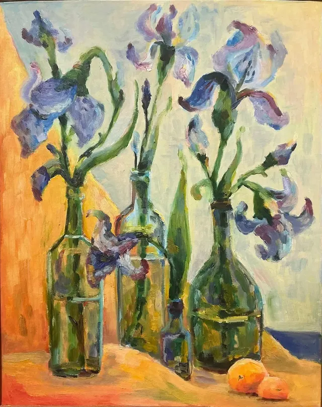 Irises and apricots