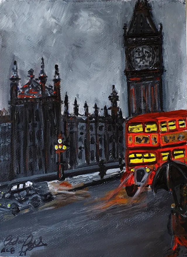 Winter On Westminster Bridge, Atmospheric Scene,Dark brooding shades and light!