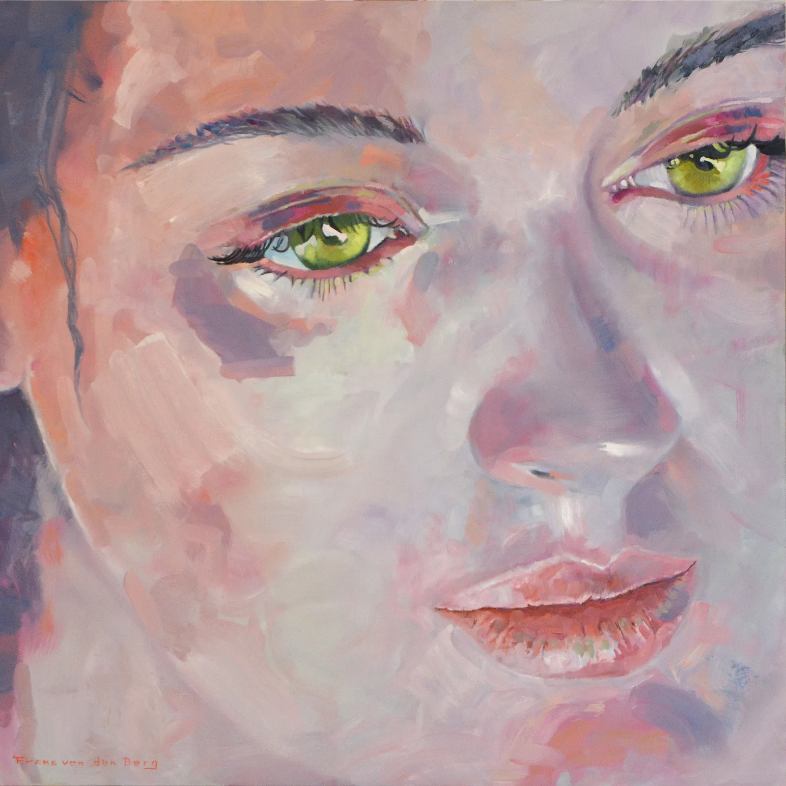 LADY WITH STUNNING GREEN EYES · 2021 · 90×90 cm