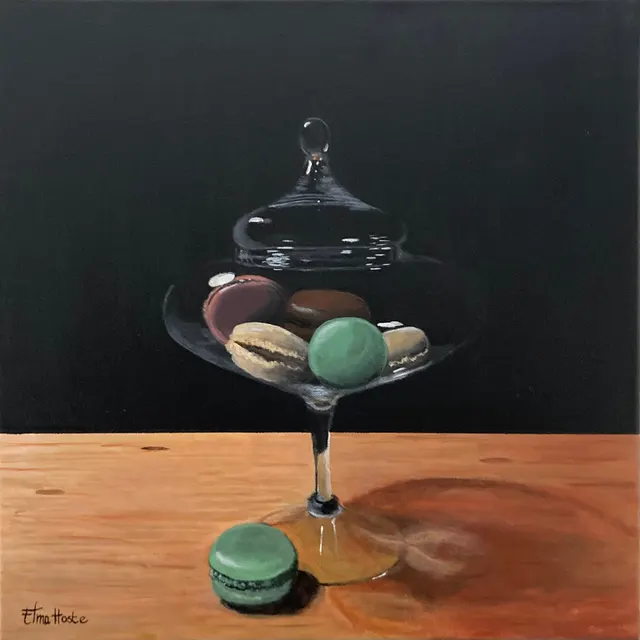 Macarons achter glas