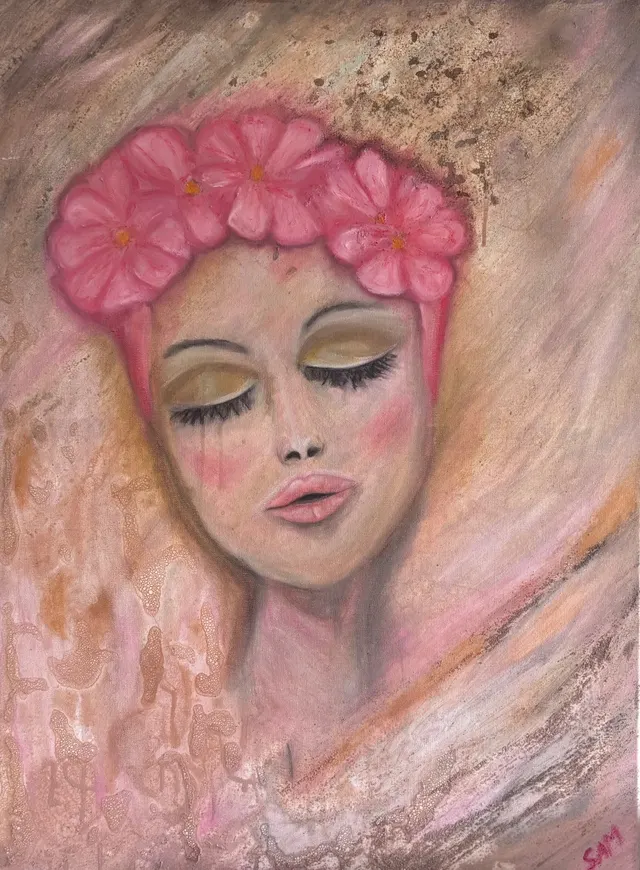 Lady with her Flower head