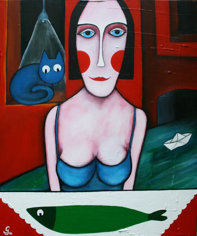 Hollandse vrouw met een haring