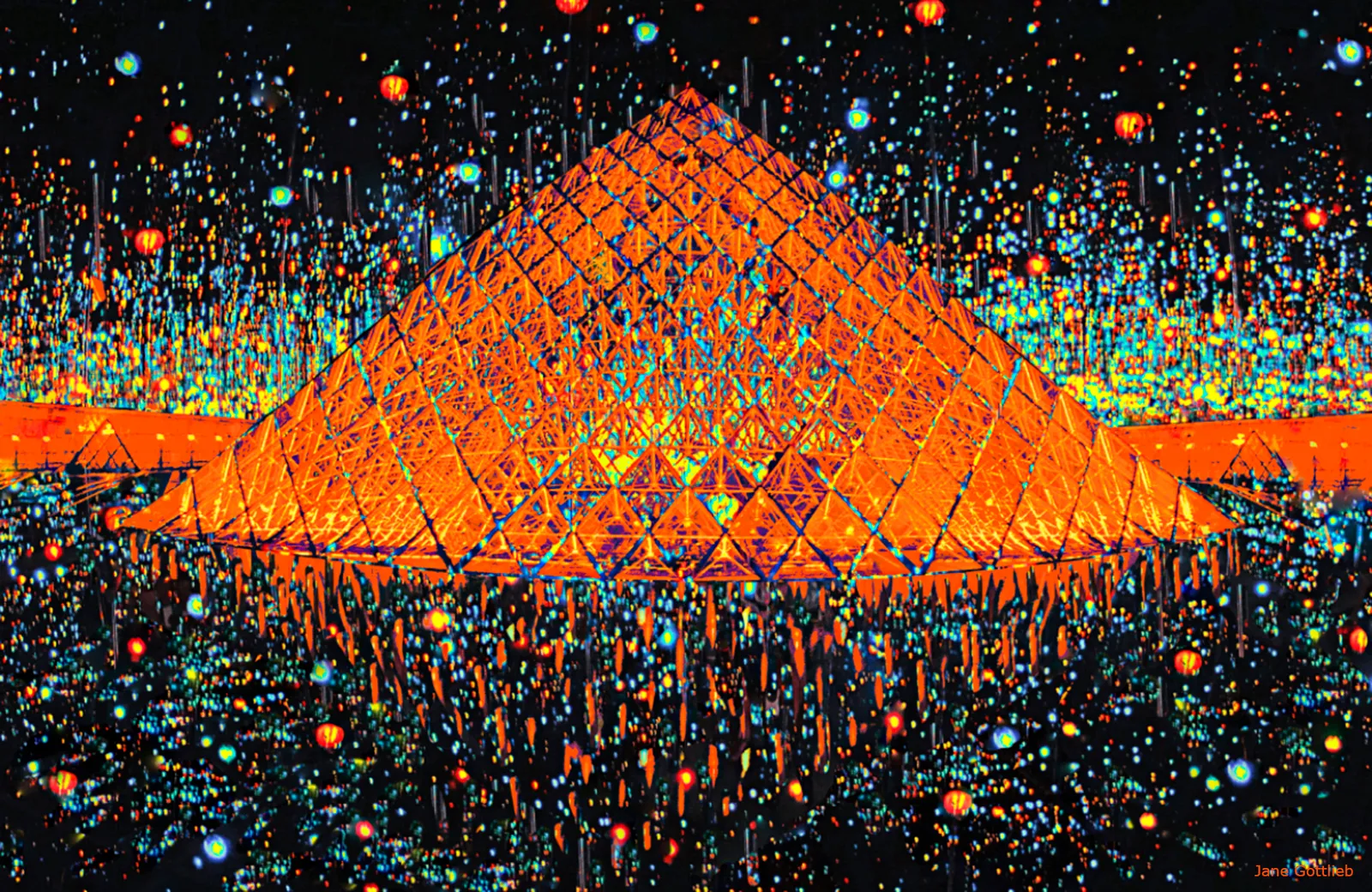 Paris Pyramid at Midnight
