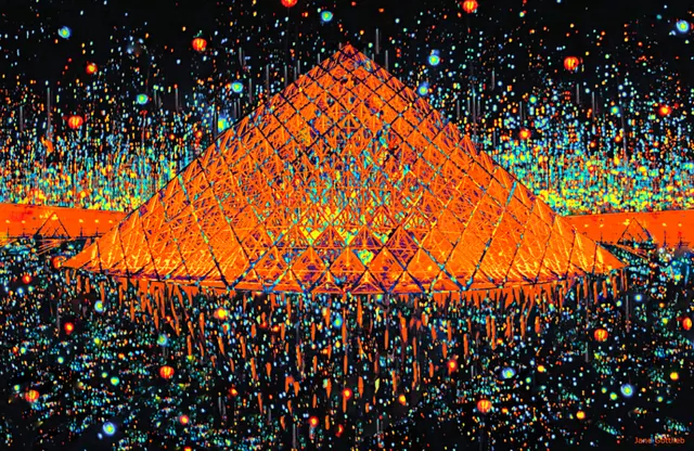 Paris Pyramid at Midnight