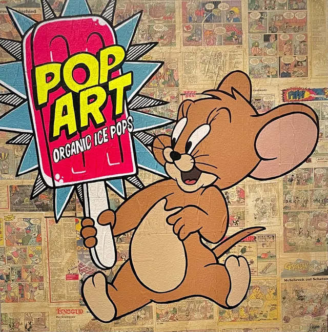 Ice cream. Contemporary art acrylic painting on canvas, graffiti, pop art, street art style