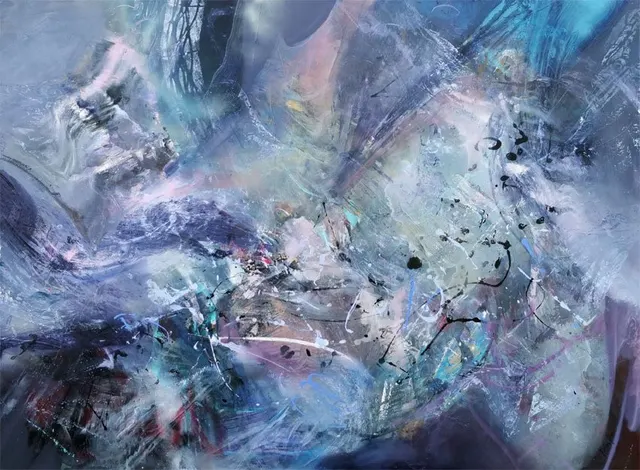 Gigantic xxl huge size 200 cm painting Between a whale song and a broken butterfly wing master O Kloska