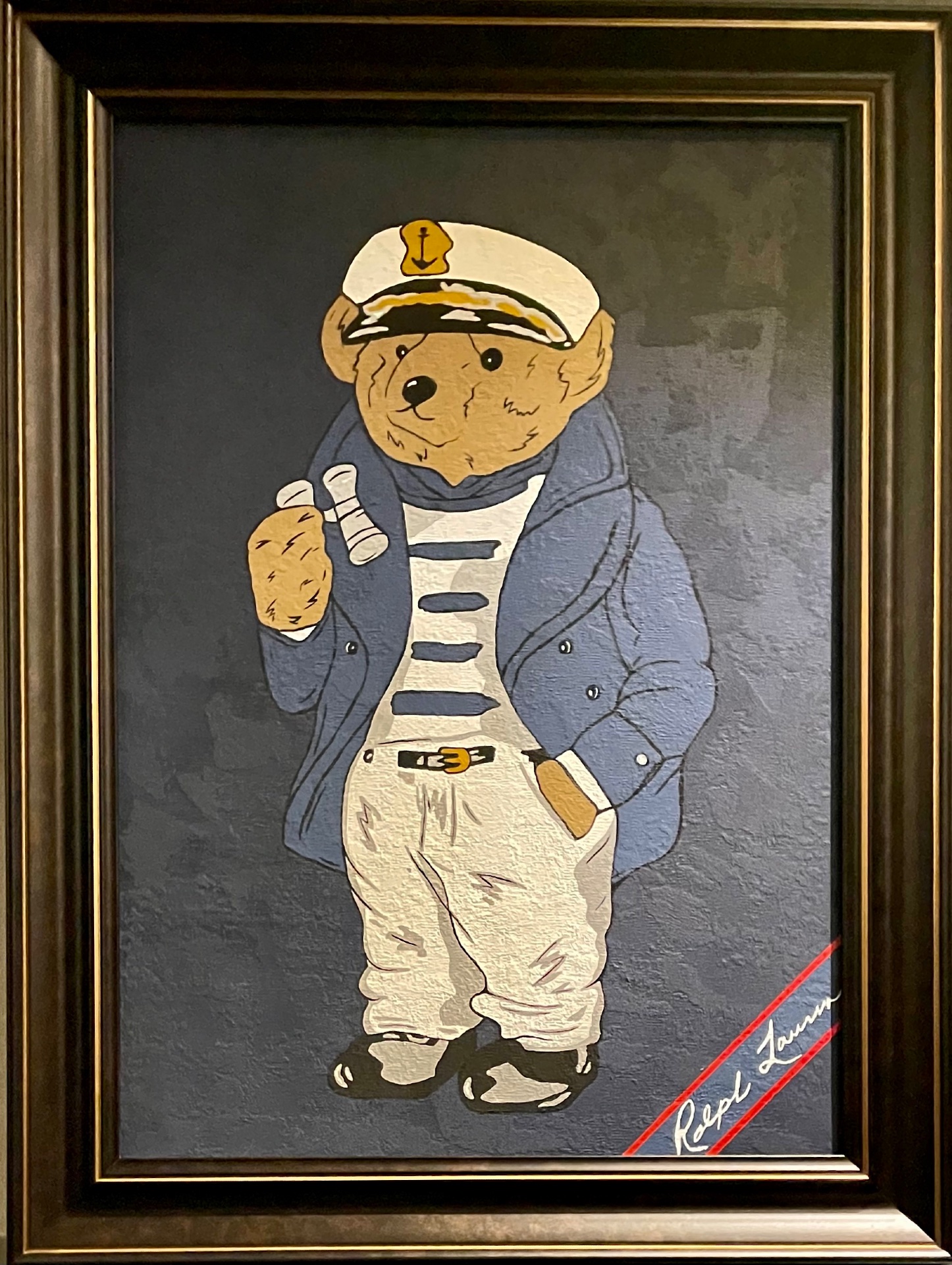 Ralph Lauren bear. Contemporary art acrylic painting on canvas, graffiti, pop art, street art style