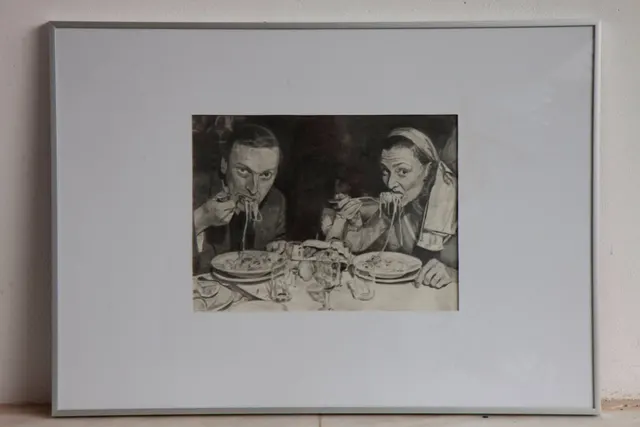 "The eaters", pencil on paper, 2015 (frame 50X70)