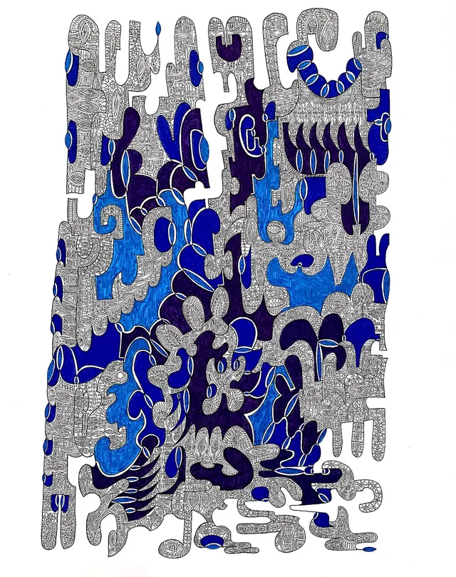 BLUE 2021 A2 Rotring drawing Giclée Artprint