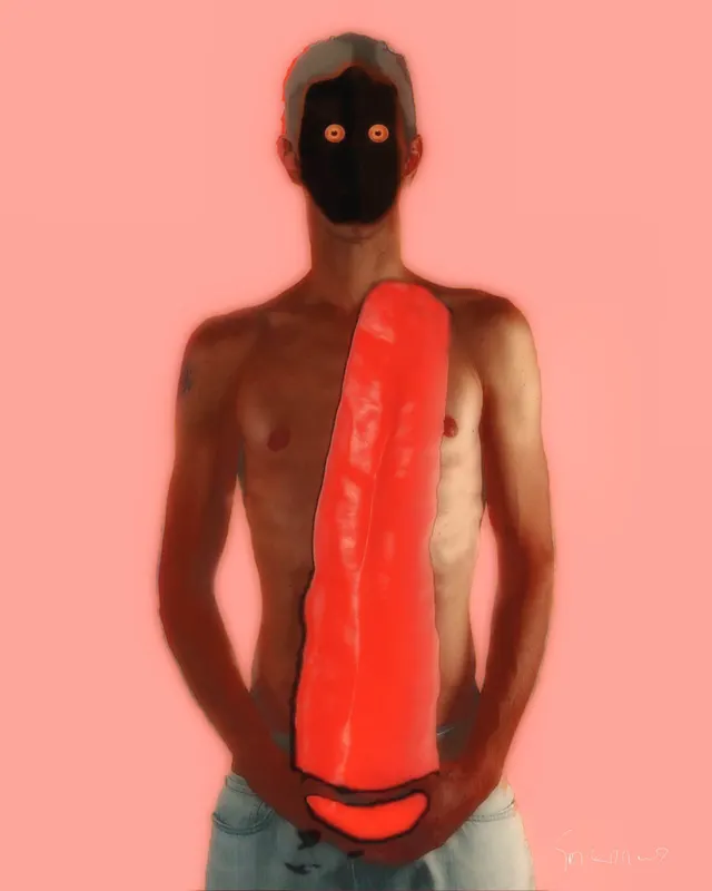 Man with red pepper.