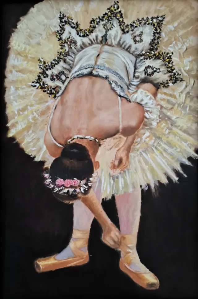 Ballerina who ties her shoes