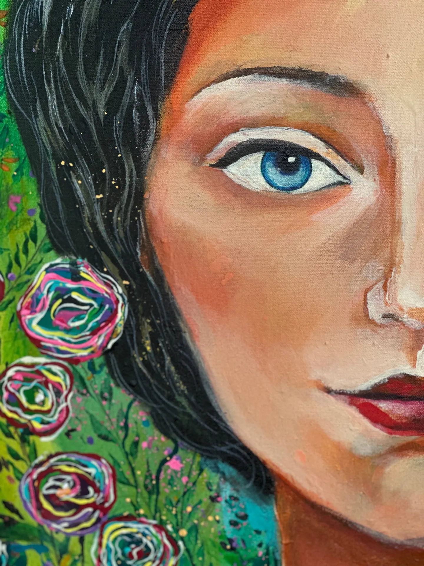 Soft flower lady — Maja Apostoloska, mixed media, acrylic paint — 2