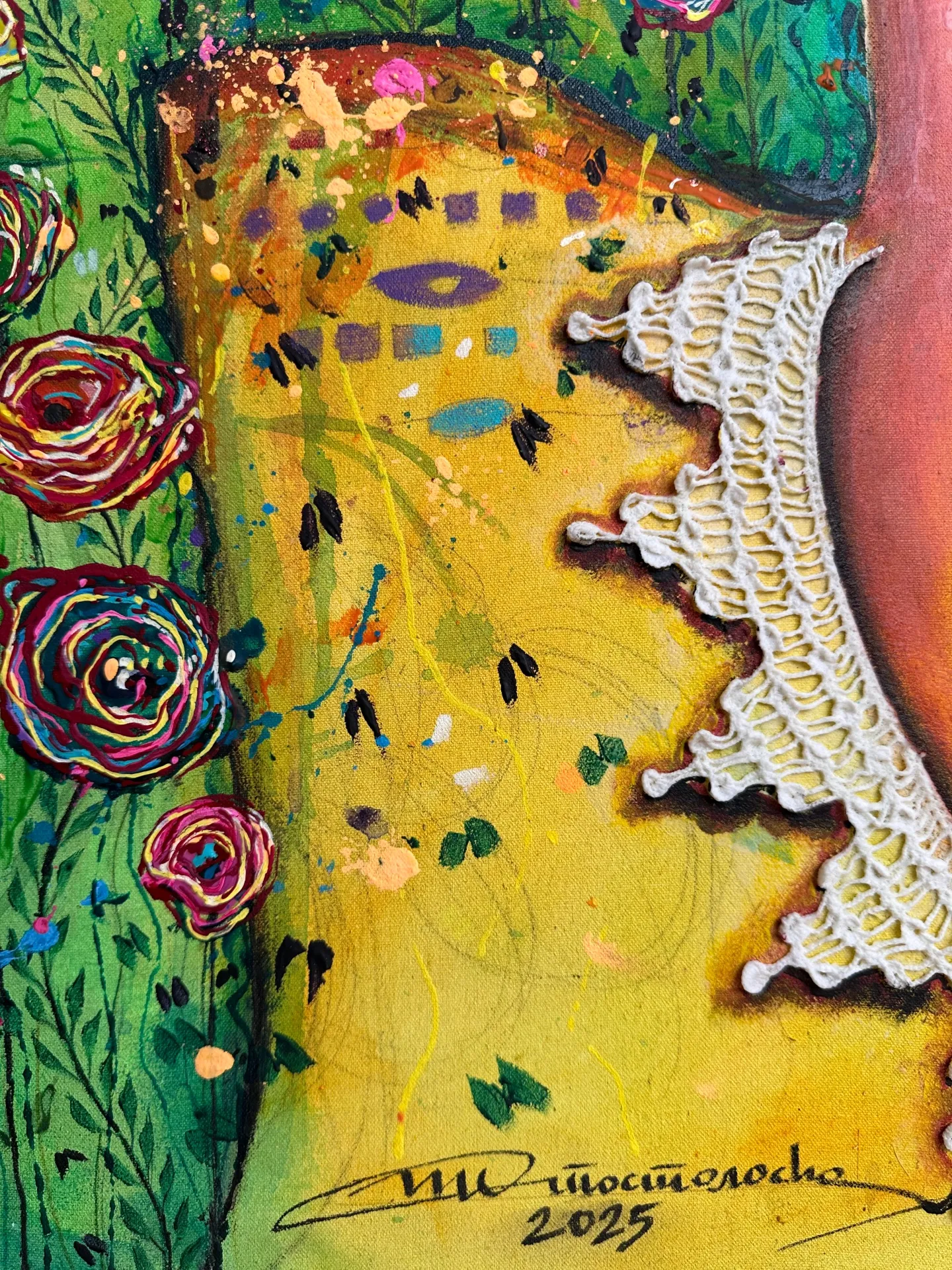 Soft flower lady — Maja Apostoloska, mixed media, acrylic paint — 6