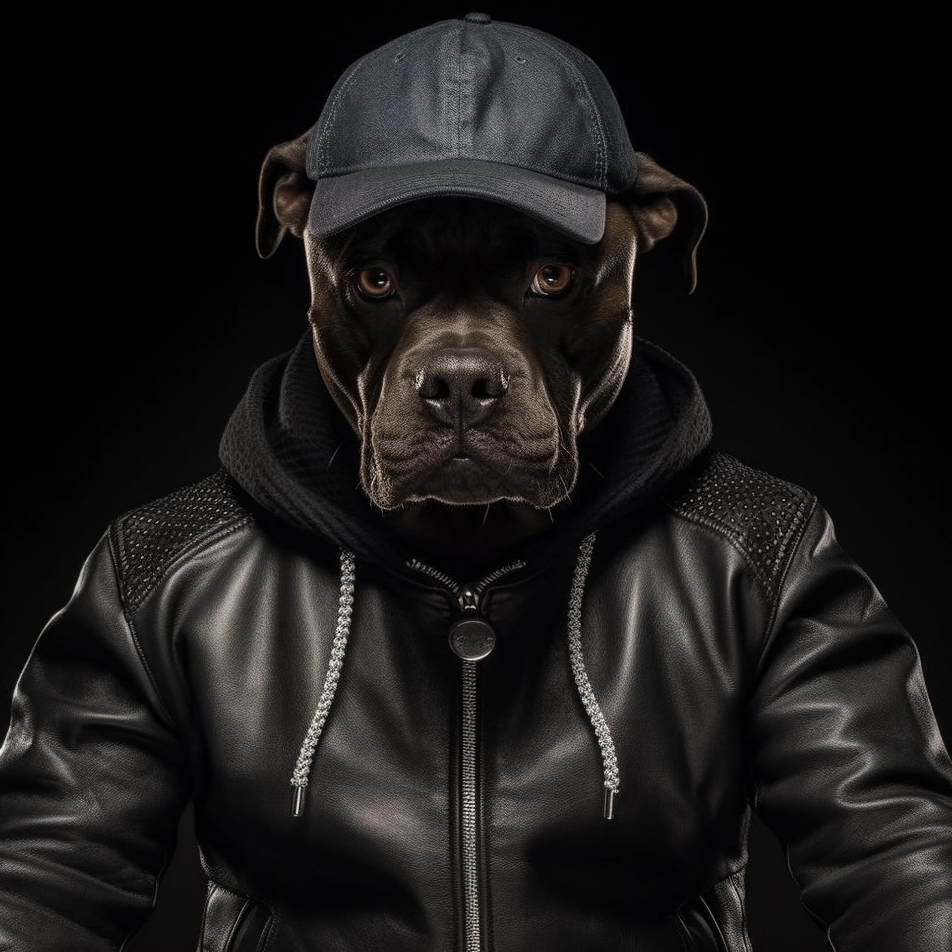Staffy au blouson en cuir