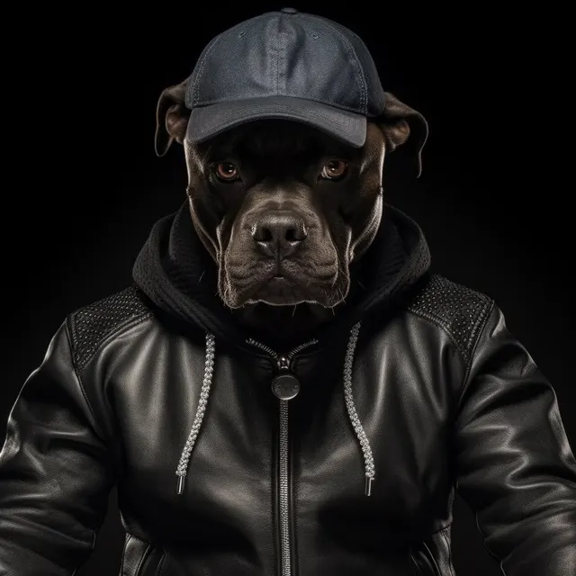 Staffy au blouson en cuir