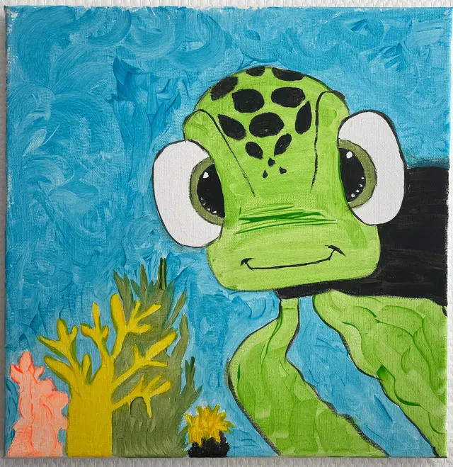 Schildpad in de zee | Dieren schilderij | Oceaan | Kinderen | Kinderkamer